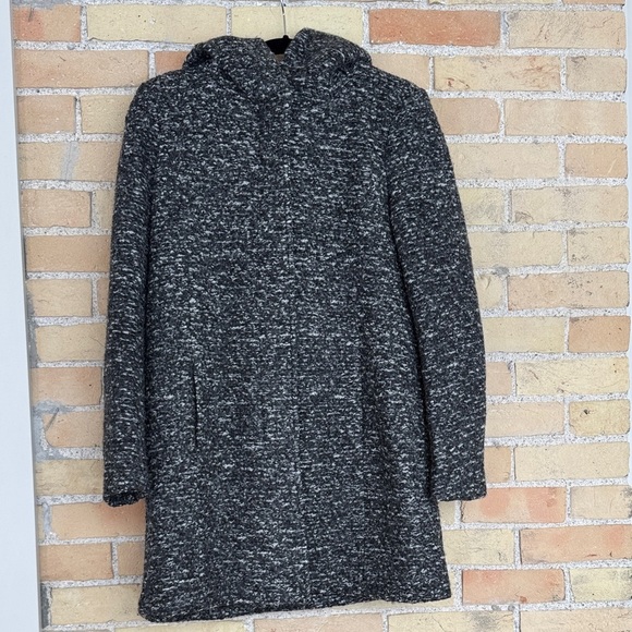 Only Jackets & Blazers - ONLY ONLSEDONA Boucle Wool Black and Gray Coat with Hood